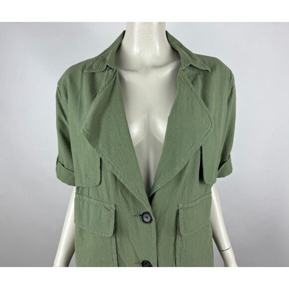 FRAME Cotton Jacket With Oversized Pockets Women M EUC Short Sleeve V-Neck - Picture 6 of 12